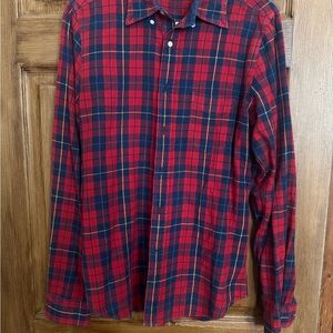 The Hugger Indigo Oxford Men's Medium Plaid Button Down Shirt